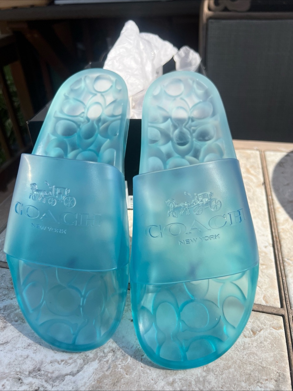 Coach Teal Translucent Jelly Slide 39.5 or US 9